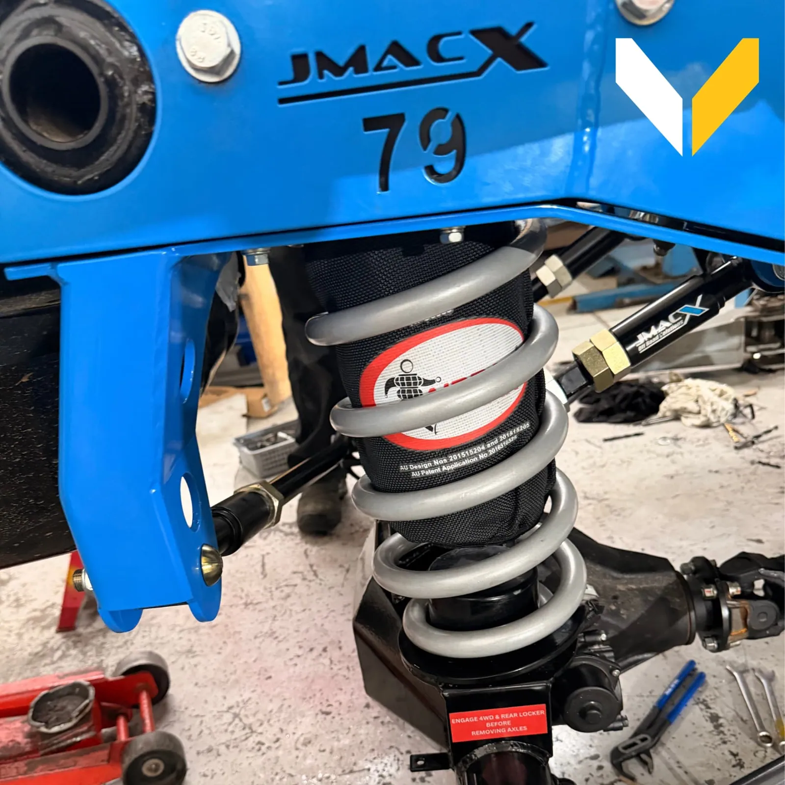 JMACX 79 coil conversion cradle fitted in the workshop