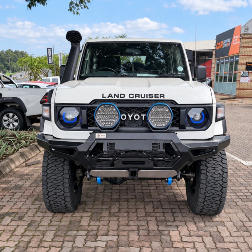 Toyota Land Cruiser 79 after the Venture 4x4 King Cruiser build with JMACX coil conversion, bull bar and lighting