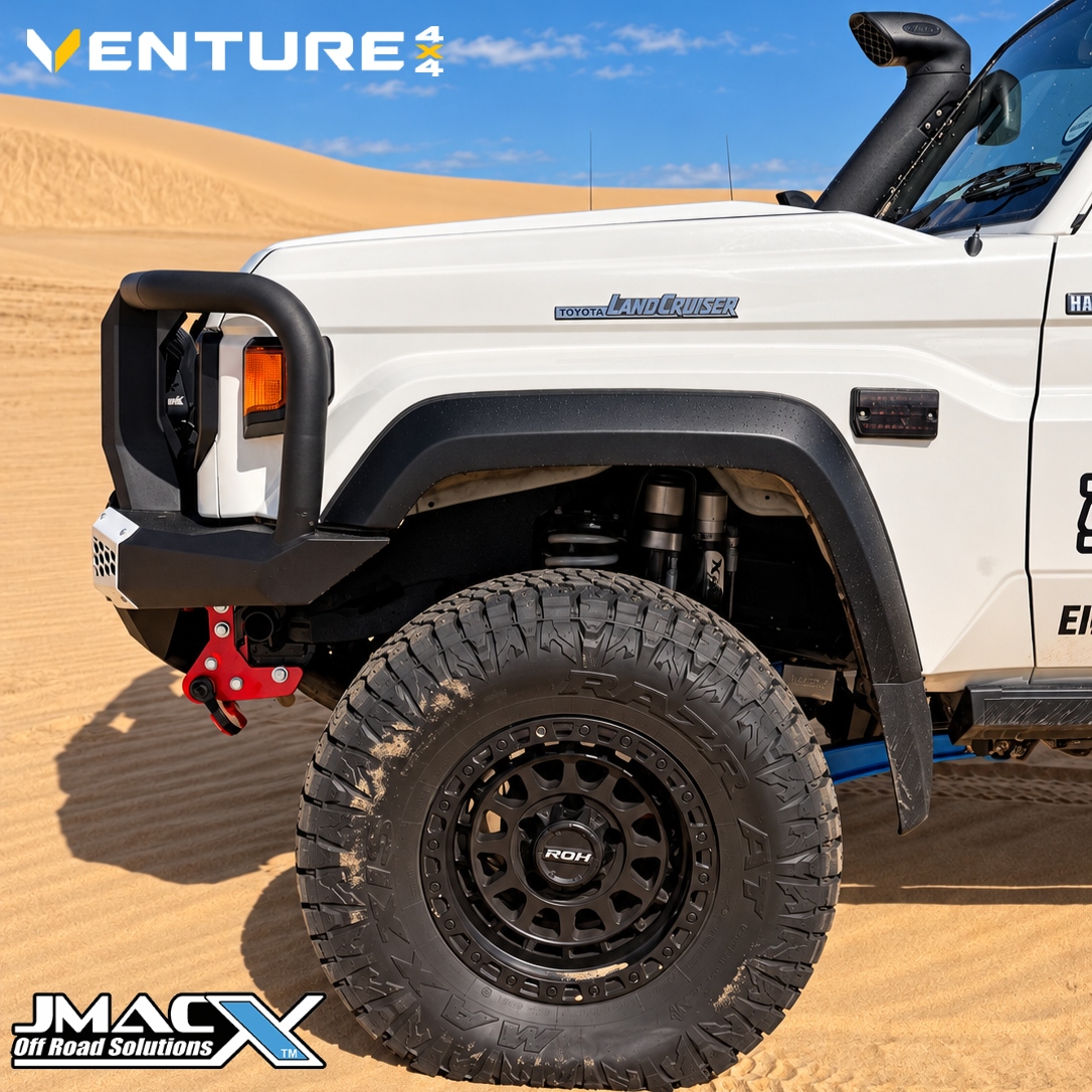 JMACX and Maxxis and ROH and Arwald Extreme fitted to a Toyota Land Cruiser 79 Series — Venture 4x4 Mbombela