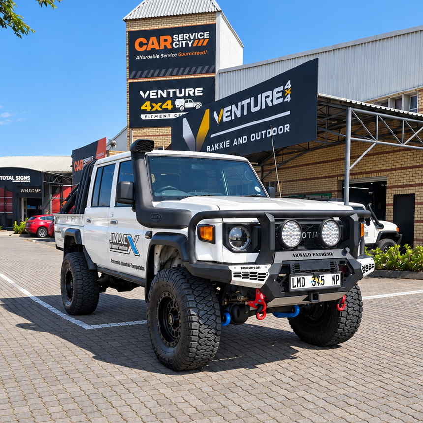 JMACX and Arwald Extreme and Maxxis and Safari and ROH fitted to a Toyota Land Cruiser 79 Series — Venture 4x4 Mbombela