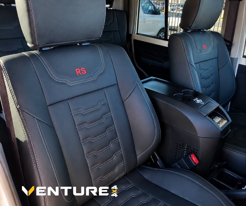 Custom / in-house fitment seat covers fitted to a Toyota Land Cruiser 79 Series — Venture 4x4 Mbombela