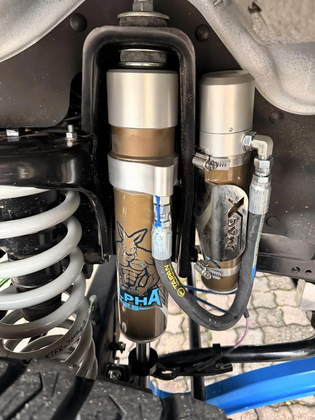 JMACX Alpha suspension components installed on a Land Cruiser